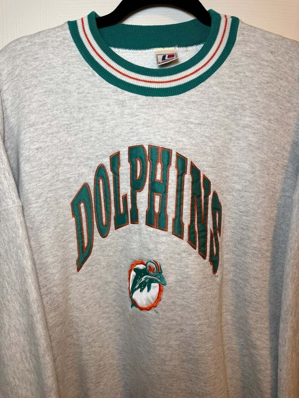 Vintage Legends NFL Miami Dolphins Embroidered Gray Sweatshirt Made in USA